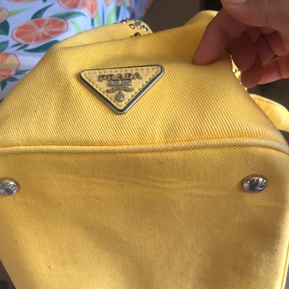 Prada Canapa Denim Yellow tote - Picture 10 of 11